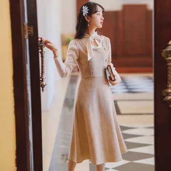 2020 нова мода дамски дрехи Реколта Без ръкави, с Дължина До Коляното с Квадратна яка