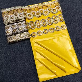 5 ярда Жълта Парфюмерийната тъкан Басейн Riche От Мека Брокат С Дантелен Бродирани покритие 15 ярда, Аксесоари За Бродерия, ленти За Бродерия M715-4