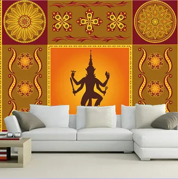 Изработена по поръчка на 3D голям стенопис, Класически индийски декоративна стенопис с шарките на papel de parede, хол разтегателен ТЕЛЕВИЗИЯ стена спалня тапети