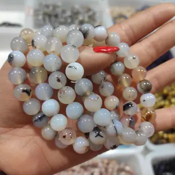Натурален Черно-бял водният ахат гривна ръчно струни на любителите на модата crystal подарък производители